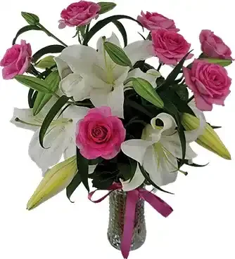 Zambaklı Beyaz Gül Arajmanı